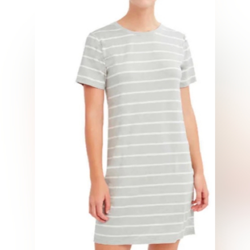BCBGeneration TShirt Dresses 1 Solid Blue & 1 Grey/White Striped Women's medium - Picture 2 of 16